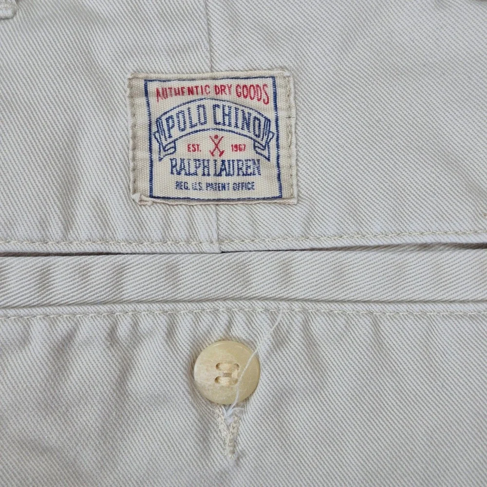 Polo Ralph Lauren Pleated Short Mens 36 Khaki‎ Tan Chino Cotton